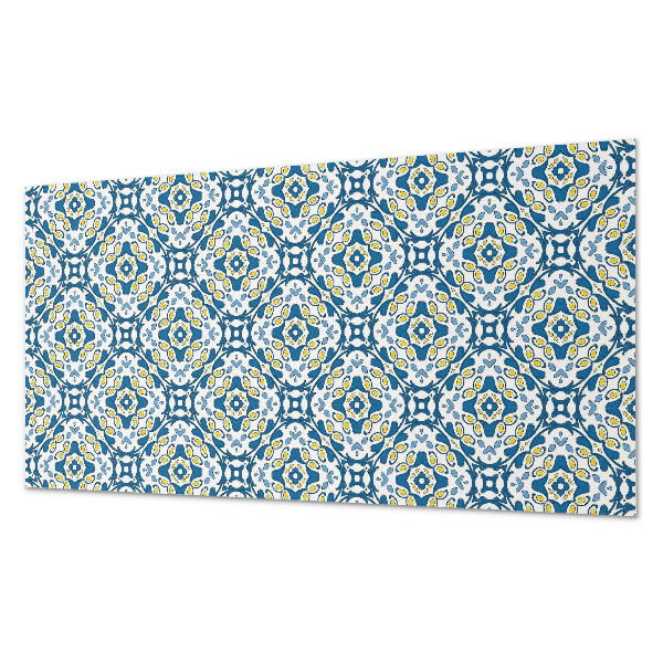 Rectangular wall panel Geometric motif with a floral accent
