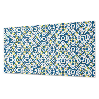 Rectangular wall panel Geometric motif with a floral accent
