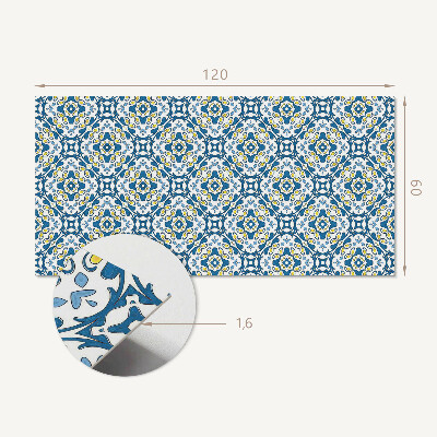 Rectangular wall panel Geometric motif with a floral accent