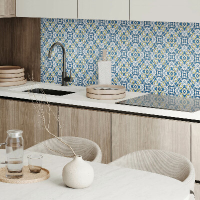 Rectangular wall panel Geometric motif with a floral accent