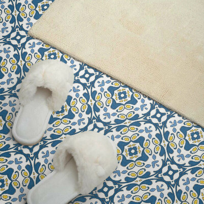 Rectangular wall panel Geometric motif with a floral accent