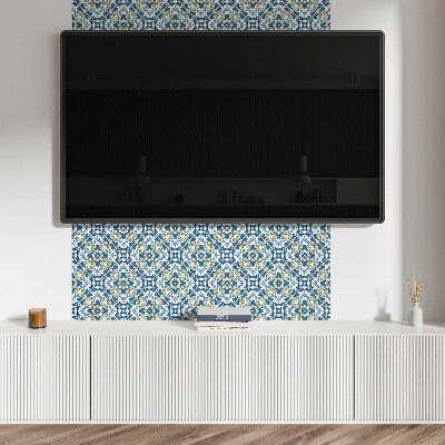 Rectangular wall panel Geometric motif with a floral accent