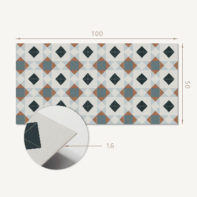 Rectangular bathroom wall panel Tiled geometric motif