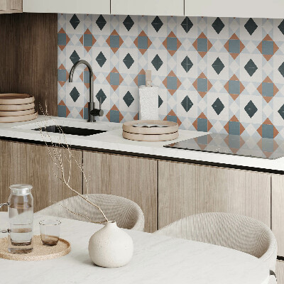 Rectangular bathroom wall panel Tiled geometric motif