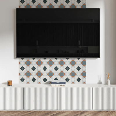 Rectangular bathroom wall panel Tiled geometric motif