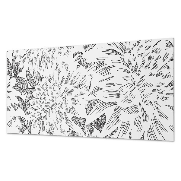 Rectangular decorative wall panel Floral motif with green leaves