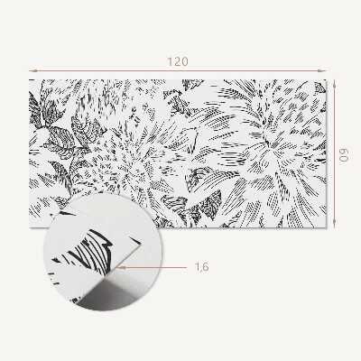 Rectangular decorative wall panel Floral motif with green leaves