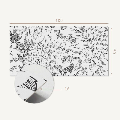 Rectangular decorative wall panel Floral motif with green leaves