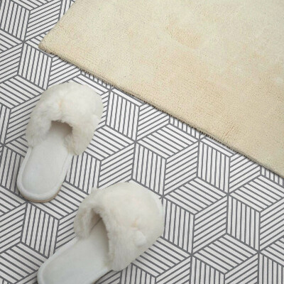 Rectangular bathroom wall panel Hexagonal leaves in a dynamic style