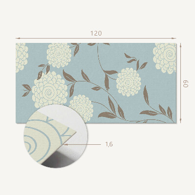 Rectangular decorative wall panel Floral motif with green leaves