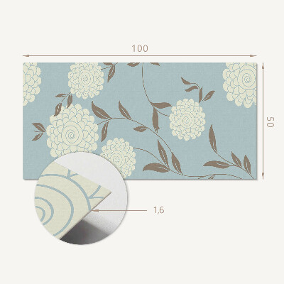 Rectangular decorative wall panel Floral motif with green leaves