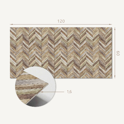 Rectangular decorative wall panel Herringbone pattern made of wooden planks