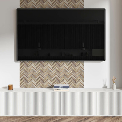 Rectangular decorative wall panel Herringbone pattern made of wooden planks