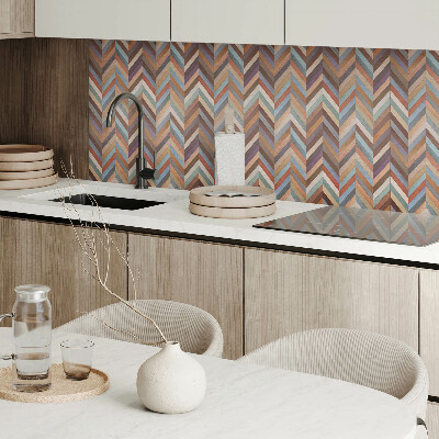 Rectangular wall panel Wooden-style herringbone pattern