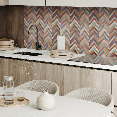 Rectangular wall panel Wooden-style herringbone pattern