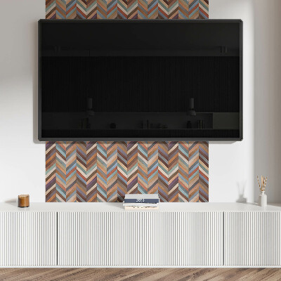 Rectangular wall panel Wooden-style herringbone pattern