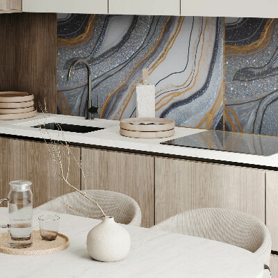 Rectangular bathroom wall panel Abstract waves with light effect