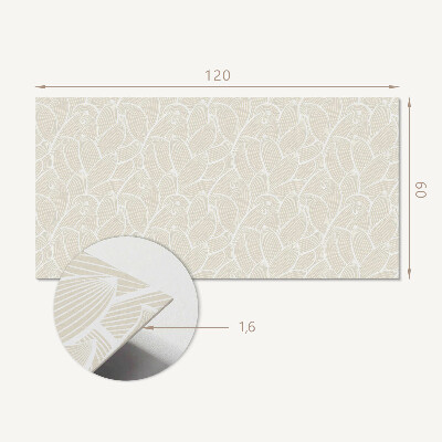 Rectangular wall panel Leafy motif in wavy shapes