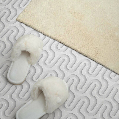 Rectangular bathroom wall panel Waves in a three-dimensional pattern