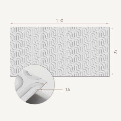 Rectangular bathroom wall panel Waves in a three-dimensional pattern