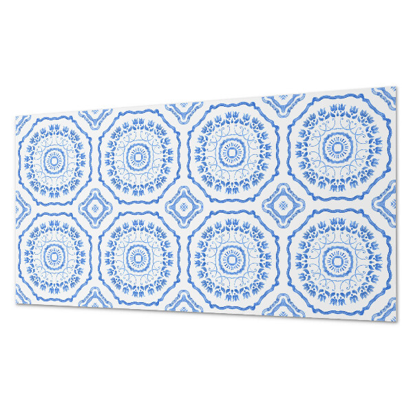 Rectangular wall panel Floral motifs in circles