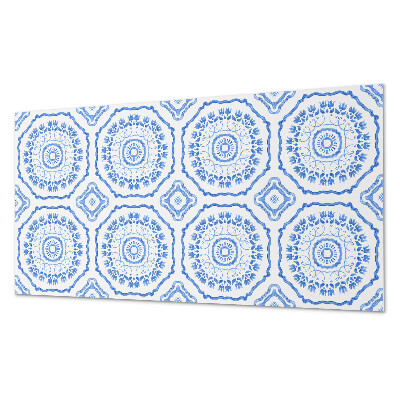 Rectangular wall panel Floral motifs in circles