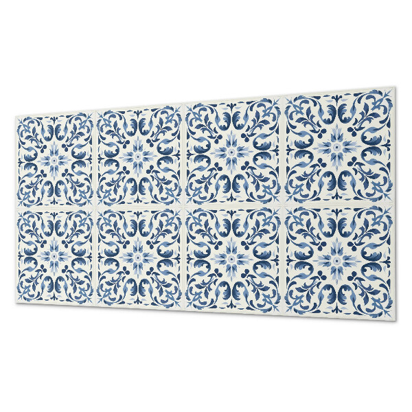 Rectangular wall panel A floral motif in a tiled composition