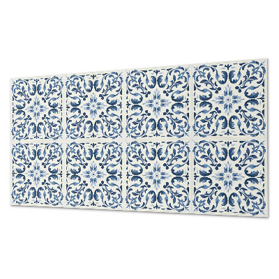 Rectangular wall panel A floral motif in a tiled composition