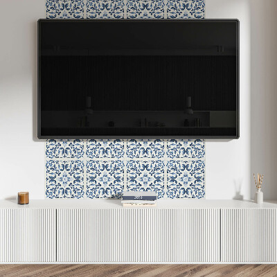 Rectangular wall panel A floral motif in a tiled composition