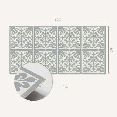 Rectangular decorative wall panel Floral motif on tiles