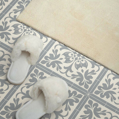 Rectangular decorative wall panel Floral motif on tiles