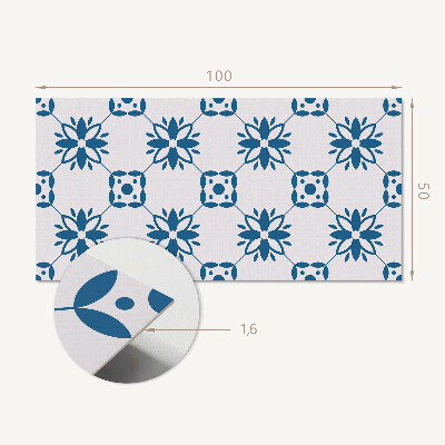 Rectangular wall panel Floral motif with green leaves