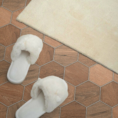 Rectangular bathroom wall panel Hexagonal pattern on the surface