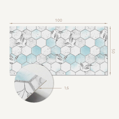 Rectangular bathroom wall panel Hexagonal leaf mosaic