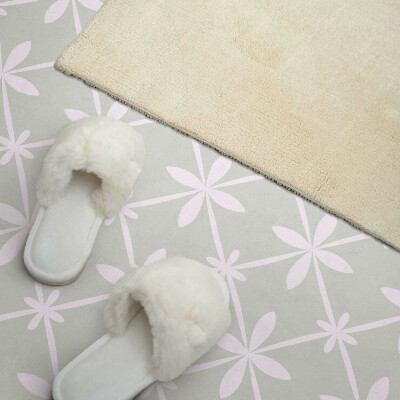 Rectangular bathroom wall panel Floral motif in a mesh
