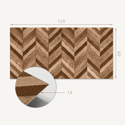 Rectangular bathroom wall panel Herringbone motif with wooden accent