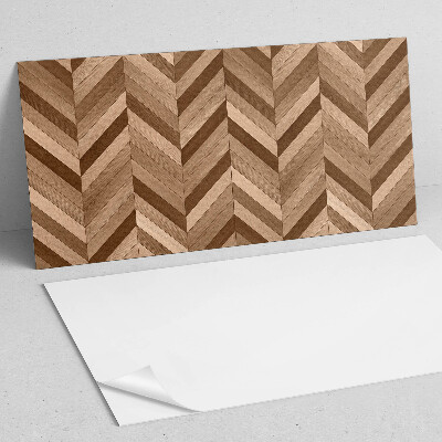 Rectangular bathroom wall panel Herringbone motif with wooden accent