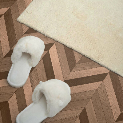 Rectangular bathroom wall panel Herringbone motif with wooden accent
