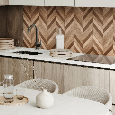 Rectangular bathroom wall panel Herringbone motif with wooden accent