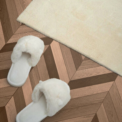 Rectangular bathroom wall panel Herringbone motif with wooden accent