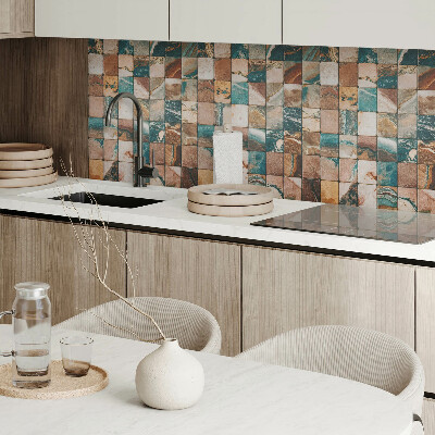 Rectangular bathroom wall panel Stone mosaic in an artistic style