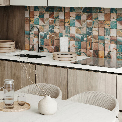 Rectangular bathroom wall panel Stone mosaic in an artistic style