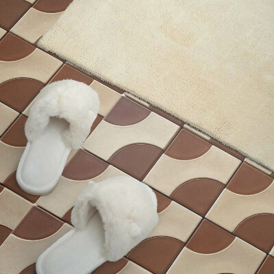 Rectangular bathroom wall panel A kaleidoscope of geometric shapes