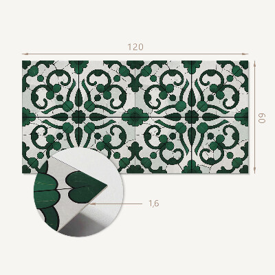 Rectangular bathroom wall panel Plant ornaments in a classic style