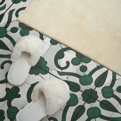 Rectangular bathroom wall panel Plant ornaments in a classic style