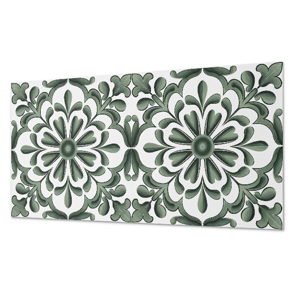 Rectangular wall panel A plant motif in a circle