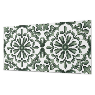 Rectangular wall panel A plant motif in a circle