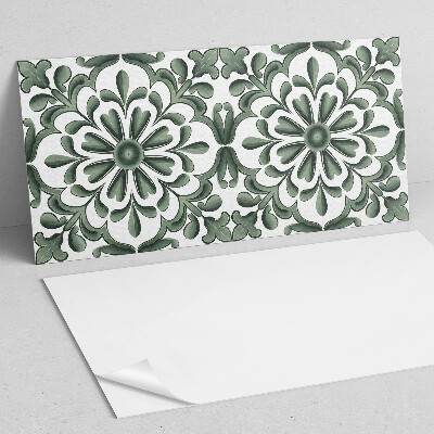 Rectangular wall panel A plant motif in a circle