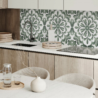 Rectangular wall panel A plant motif in a circle
