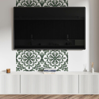 Rectangular wall panel A plant motif in a circle